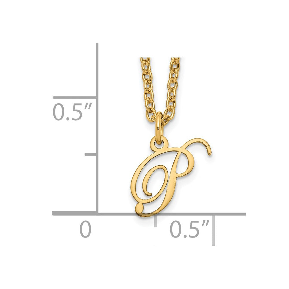Sterling Silver Gold-plated Letter P Initial Necklace XNA756GP_P