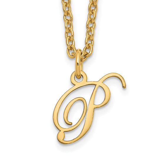 Sterling Silver Gold-plated Letter P Initial Necklace XNA756GP_P