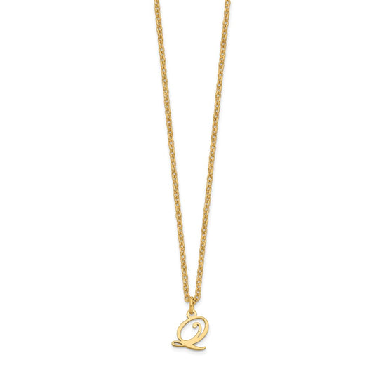 Sterling Silver Gold-plated Letter Q Initial Necklace XNA756GP_Q