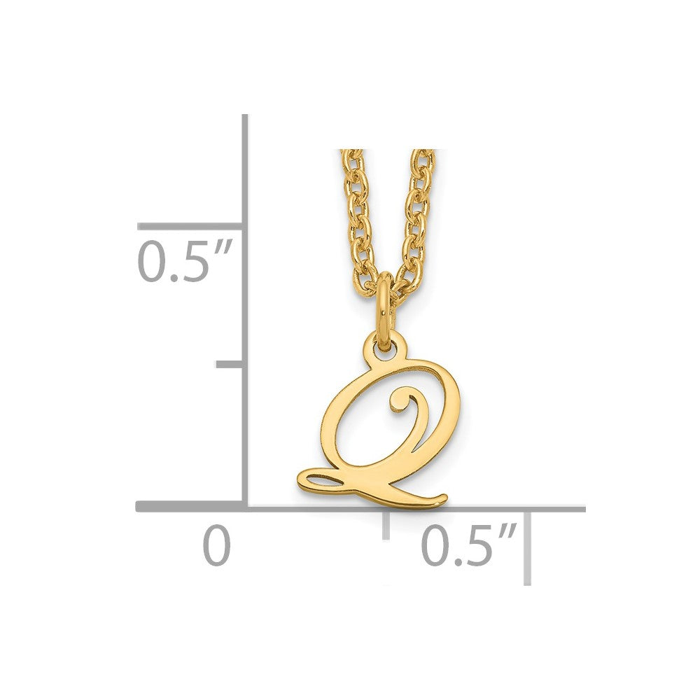 Sterling Silver Gold-plated Letter Q Initial Necklace XNA756GP_Q