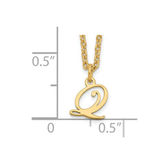 Sterling Silver Gold-plated Letter Q Initial Necklace XNA756GP_Q