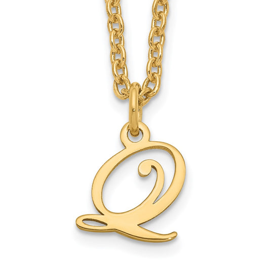Sterling Silver Gold-plated Letter Q Initial Necklace XNA756GP_Q