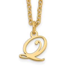 Sterling Silver Gold-plated Letter Q Initial Necklace XNA756GP_Q