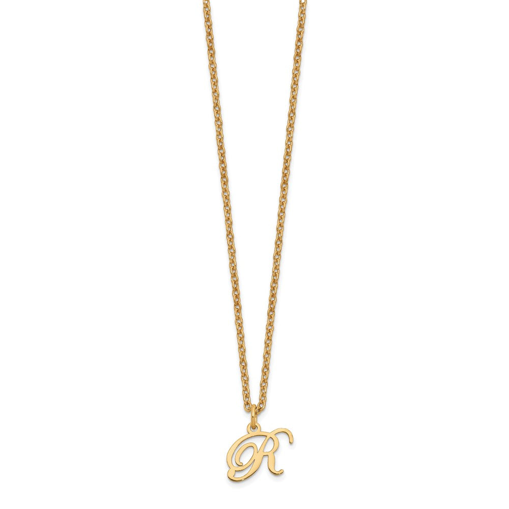 Sterling Silver Gold-plated Letter R Initial Necklace XNA756GP_R