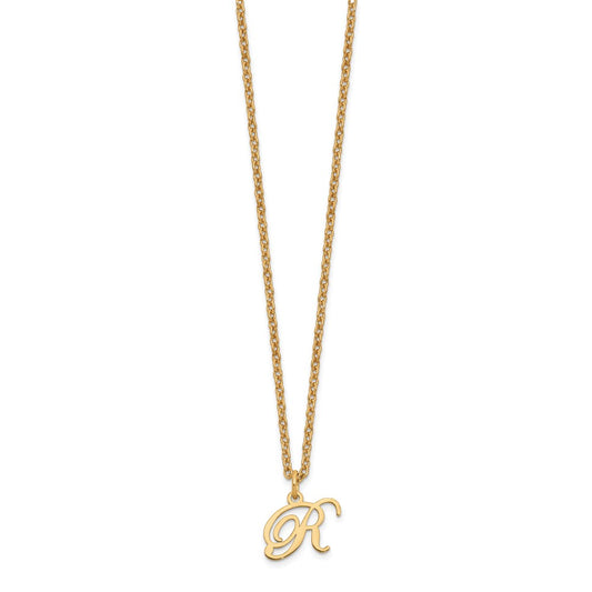 Sterling Silver Gold-plated Letter R Initial Necklace XNA756GP_R