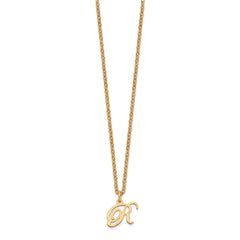 Sterling Silver Gold-plated Letter R Initial Necklace XNA756GP_R