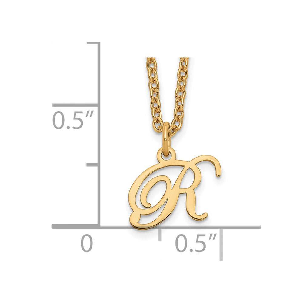 Sterling Silver Gold-plated Letter R Initial Necklace XNA756GP_R