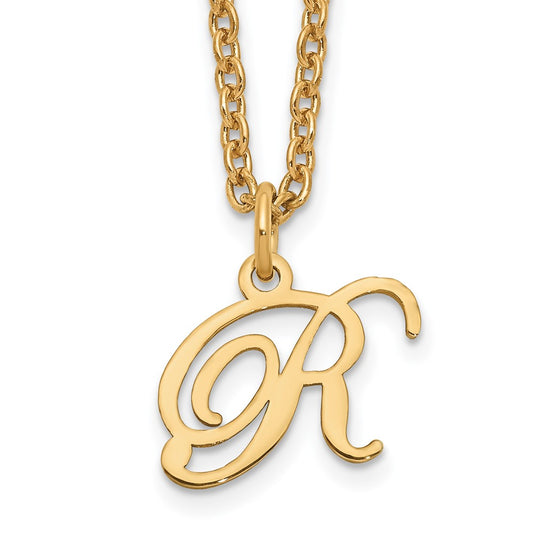 Sterling Silver Gold-plated Letter R Initial Necklace XNA756GP_R