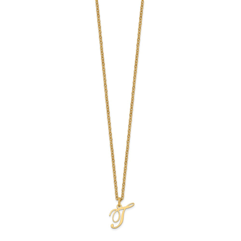 Sterling Silver Gold-plated Letter T Initial Necklace XNA756GP_T