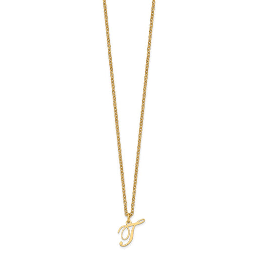 Sterling Silver Gold-plated Letter T Initial Necklace XNA756GP_T