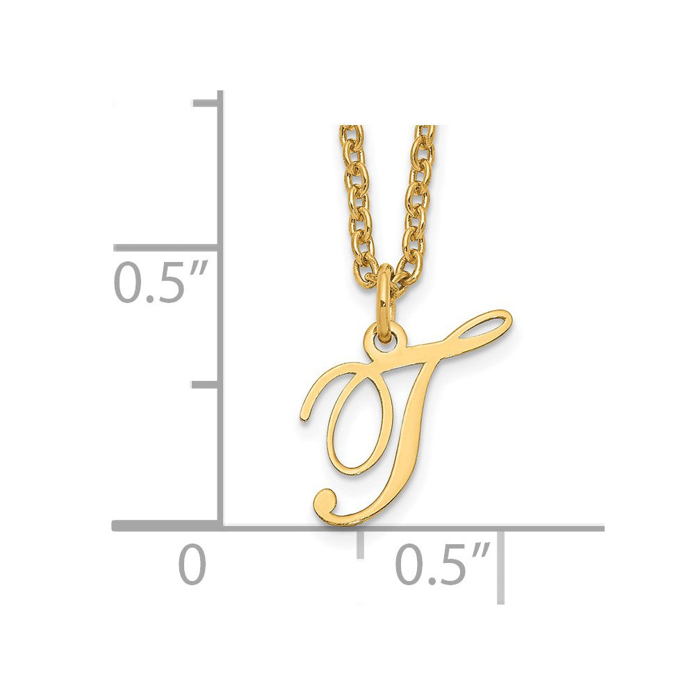Sterling Silver Gold-plated Letter T Initial Necklace XNA756GP_T
