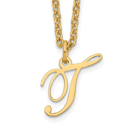 Sterling Silver Gold-plated Letter T Initial Necklace XNA756GP_T