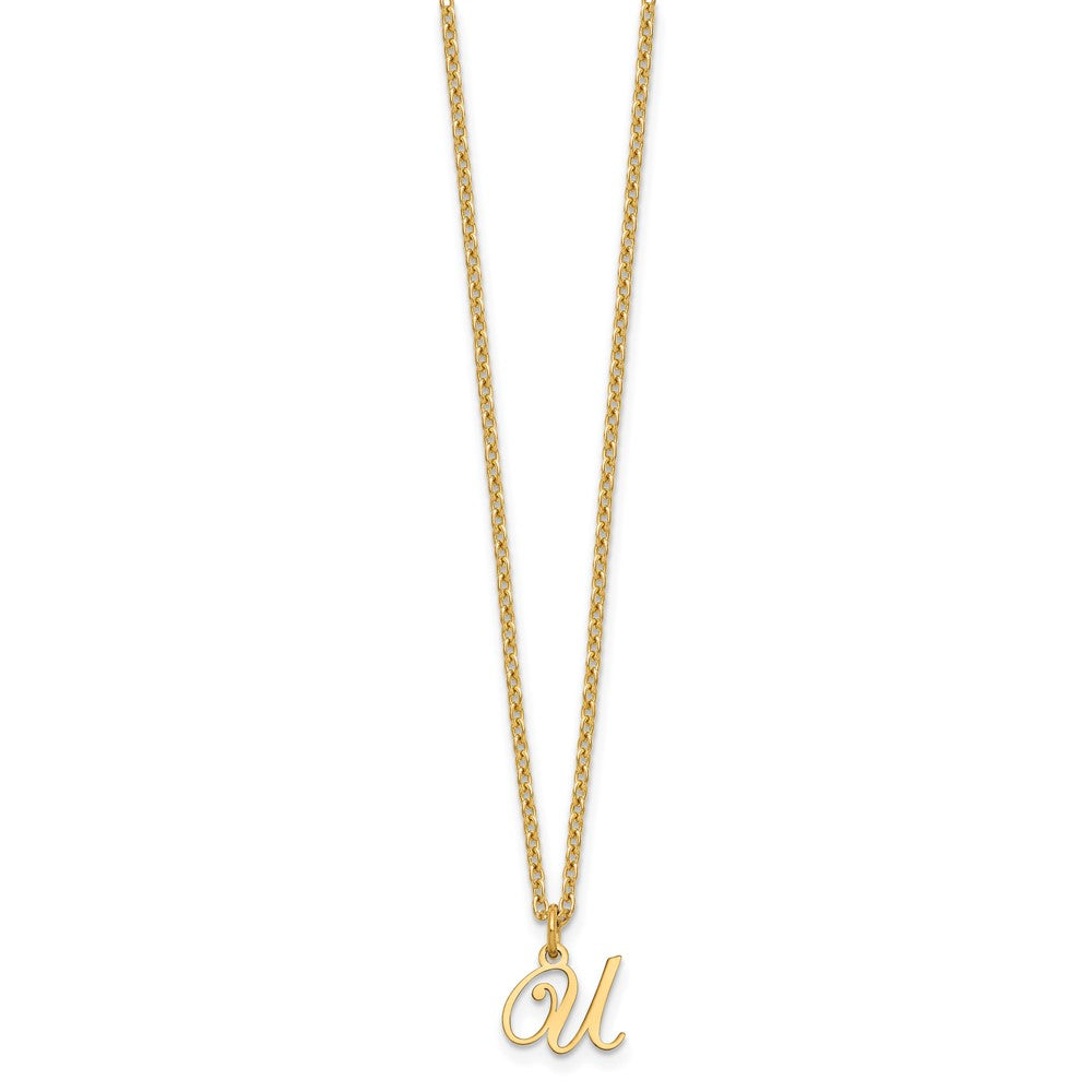 Sterling Silver Gold-plated Letter U Initial Necklace XNA756GP_U