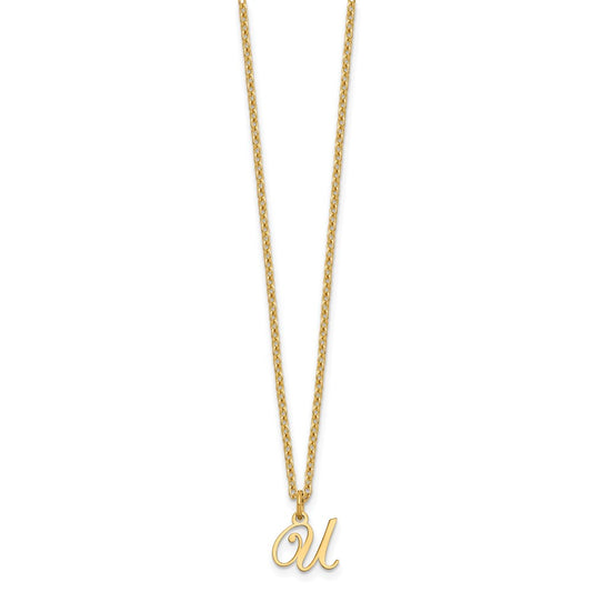 Sterling Silver Gold-plated Letter U Initial Necklace XNA756GP_U