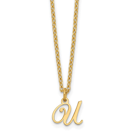 Sterling Silver Gold-plated Letter U Initial Necklace XNA756GP_U