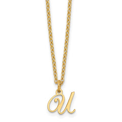 Sterling Silver Gold-plated Letter U Initial Necklace XNA756GP_U