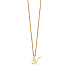 Sterling Silver Gold-plated Letter V Initial Necklace XNA756GP_V