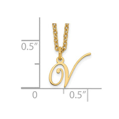 Sterling Silver Gold-plated Letter V Initial Necklace XNA756GP_V