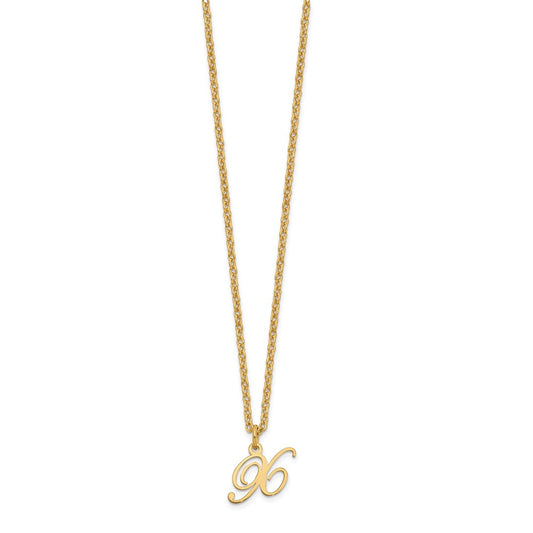 Sterling Silver Gold-plated Letter X Initial Necklace XNA756GP_X