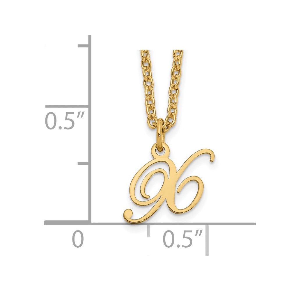 Sterling Silver Gold-plated Letter X Initial Necklace XNA756GP_X