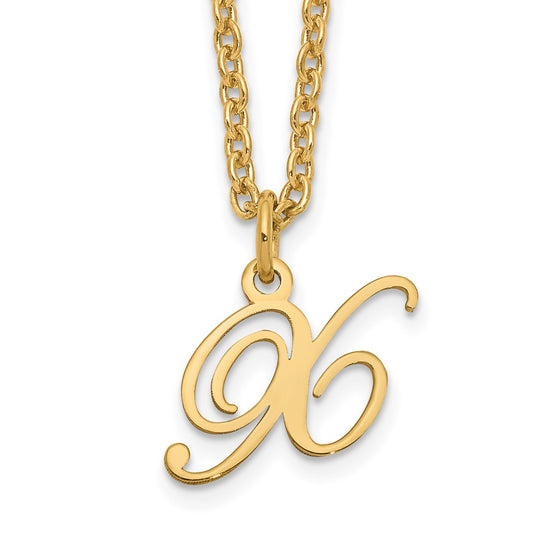 Sterling Silver Gold-plated Letter X Initial Necklace XNA756GP_X