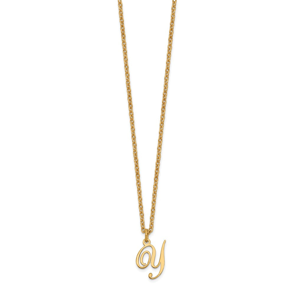 Sterling Silver Gold-plated Letter Y Initial Necklace XNA756GP_Y