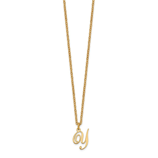 Sterling Silver Gold-plated Letter Y Initial Necklace XNA756GP_Y