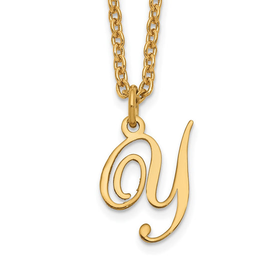 Sterling Silver Gold-plated Letter Y Initial Necklace XNA756GP_Y