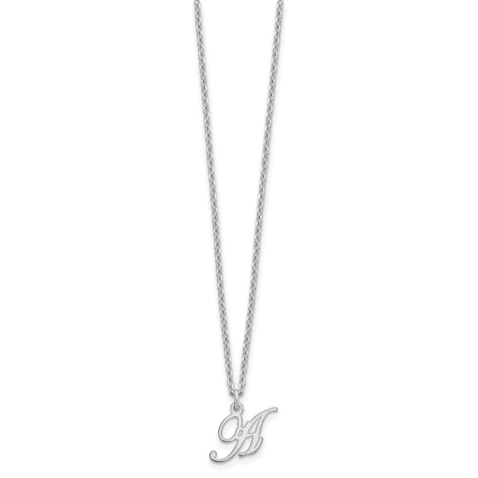 Sterling Silver Rhodium-plated Letter A Initial Necklace XNA756SS_A