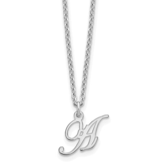 Sterling Silver Rhodium-plated Letter A Initial Necklace XNA756SS_A