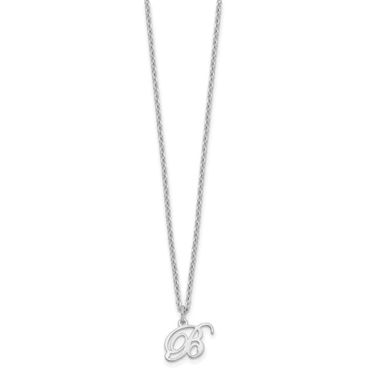 Sterling Silver Rhodium-plated Letter B Initial Necklace XNA756SS_B