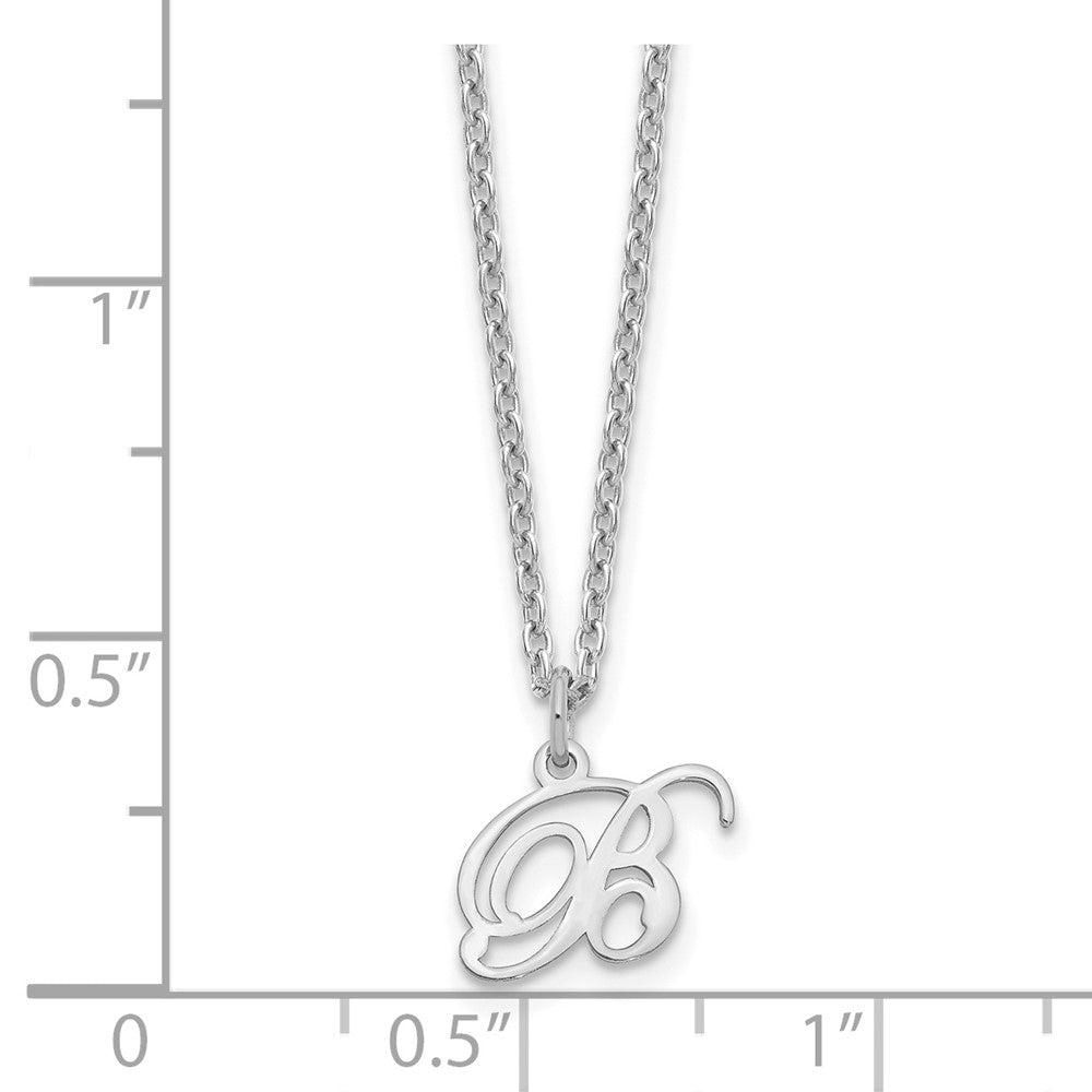 Sterling Silver Rhodium-plated Letter B Initial Necklace XNA756SS_B