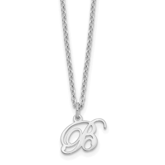 Sterling Silver Rhodium-plated Letter B Initial Necklace XNA756SS_B