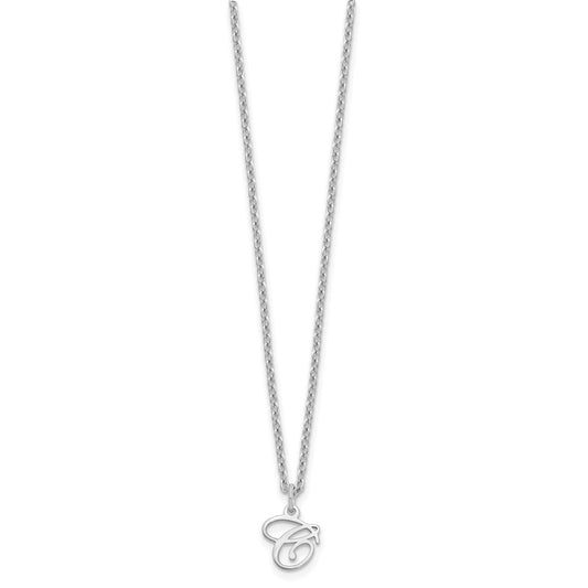 Sterling Silver Rhodium-plated Letter C Initial Necklace XNA756SS_C