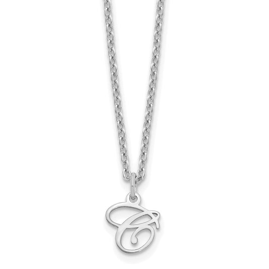 Sterling Silver Rhodium-plated Letter C Initial Necklace XNA756SS_C