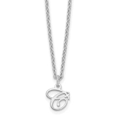 Sterling Silver Rhodium-plated Letter C Initial Necklace XNA756SS_C