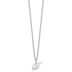 Sterling Silver Rhodium-plated Letter D Initial Necklace XNA756SS_D