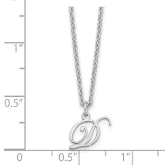 Sterling Silver Rhodium-plated Letter D Initial Necklace XNA756SS_D