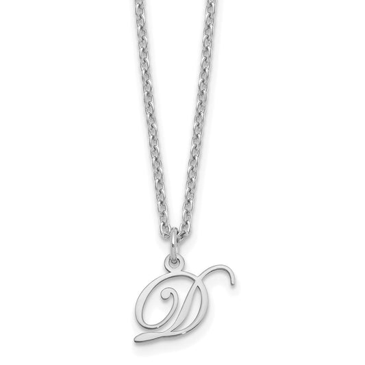 Sterling Silver Rhodium-plated Letter D Initial Necklace XNA756SS_D