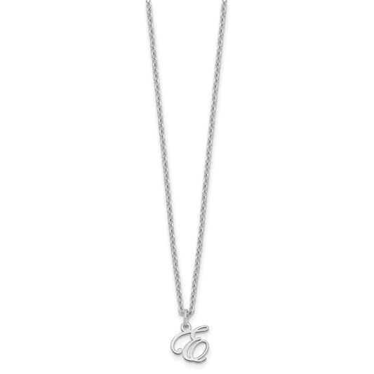 Sterling Silver Rhodium-plated Letter E Initial Necklace XNA756SS_E