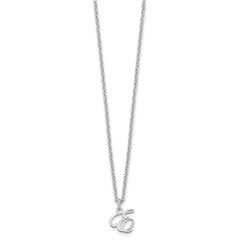 Sterling Silver Rhodium-plated Letter E Initial Necklace XNA756SS_E