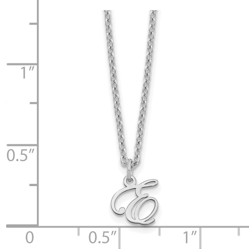 Sterling Silver Rhodium-plated Letter E Initial Necklace XNA756SS_E
