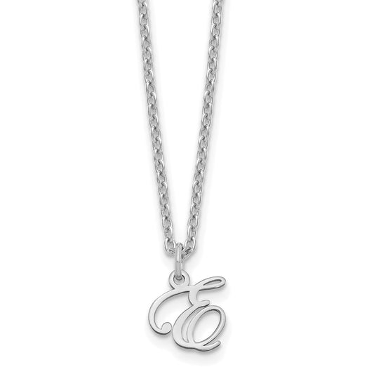 Sterling Silver Rhodium-plated Letter E Initial Necklace XNA756SS_E