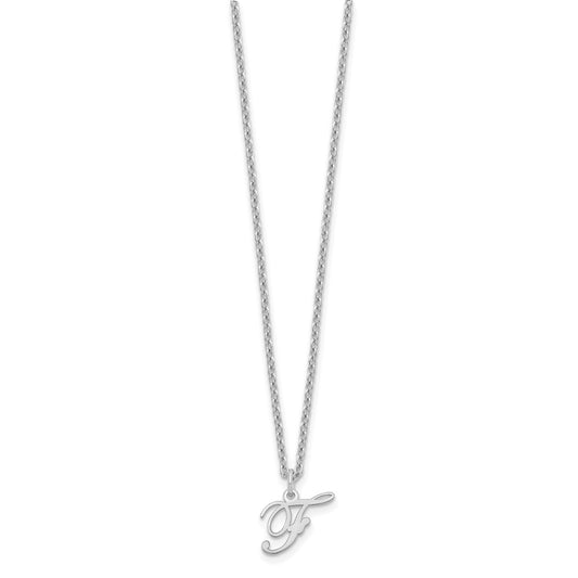 Sterling Silver Rhodium-plated Letter F Initial Necklace XNA756SS_F