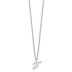Sterling Silver Rhodium-plated Letter F Initial Necklace XNA756SS_F