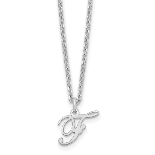 Sterling Silver Rhodium-plated Letter F Initial Necklace XNA756SS_F
