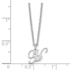 Sterling Silver Rhodium-plated Letter H Initial Necklace XNA756SS_H