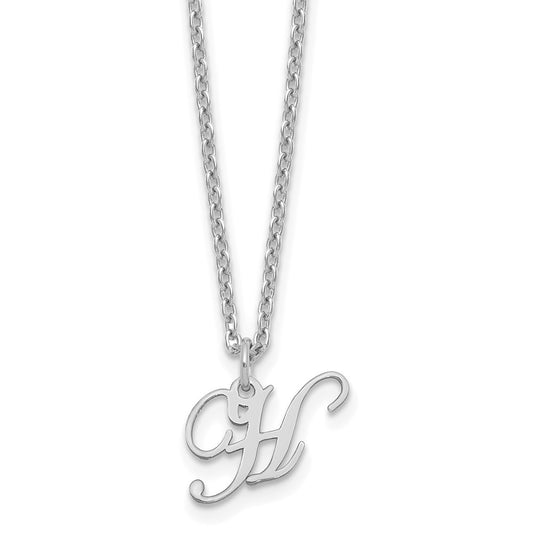 Sterling Silver Rhodium-plated Letter H Initial Necklace XNA756SS_H