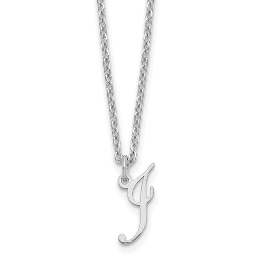 Sterling Silver Rhodium-plated Letter I Initial Necklace XNA756SS_I