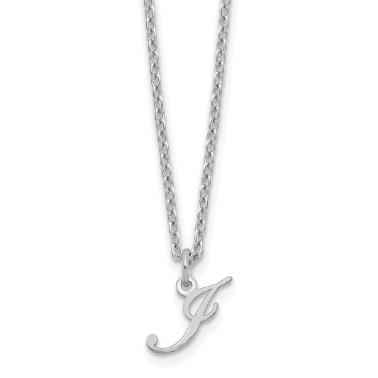Sterling Silver Rhodium-plated Letter J Initial Necklace XNA756SS_J